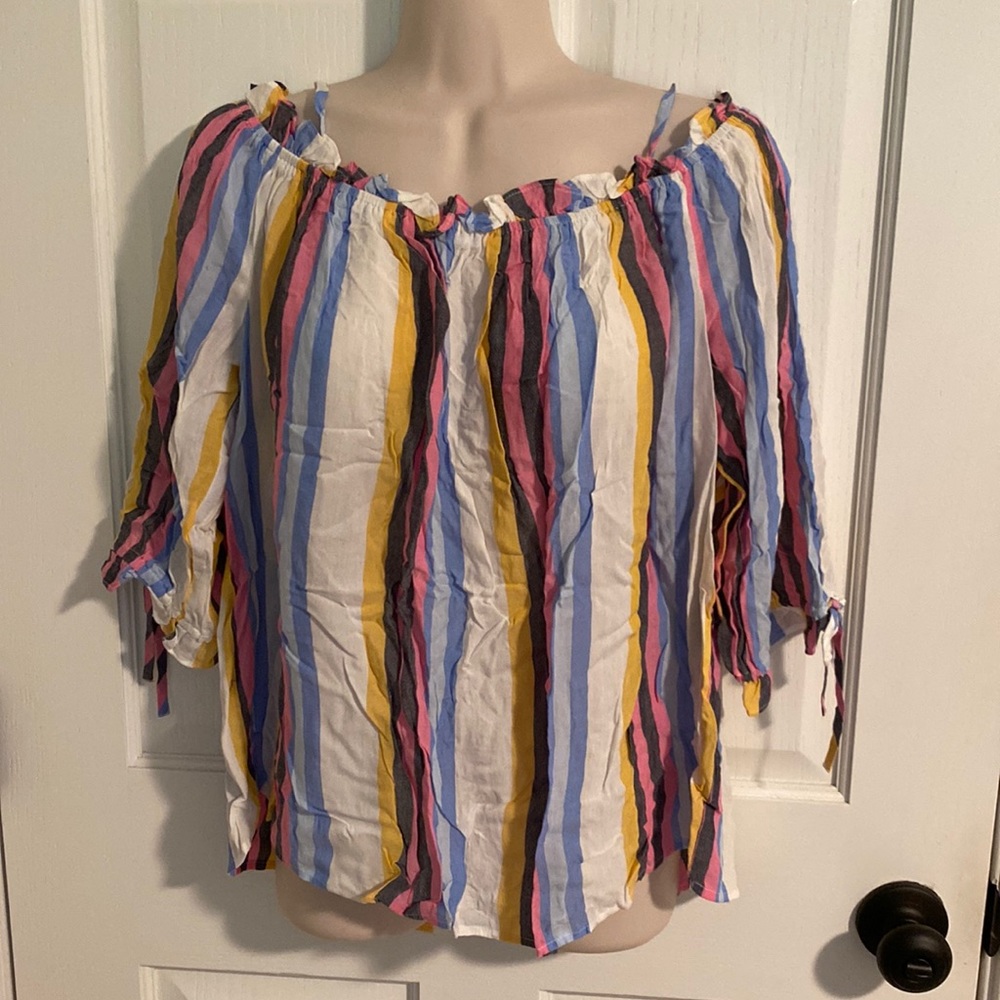 Striped off shoulder blouse, XL